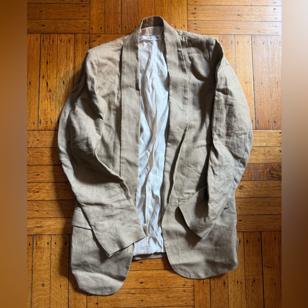 Mango Tan Linen Blazer Size S